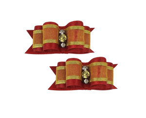 Picture of Hair Bows -  Sm  Red/Gold