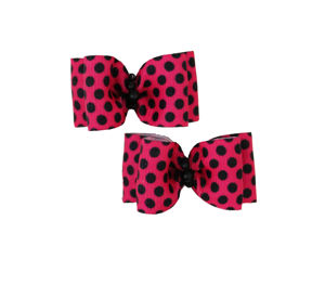Picture of Hair Bows - Sm Hot Pink/Black Dots